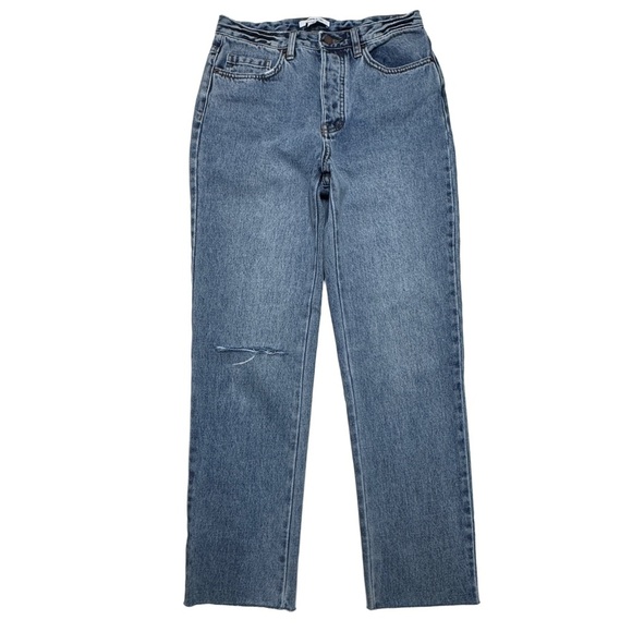 {O'Neill} "Benatar" Slim Straight Leg Distressed Ripped Button Fly Denim Jeans - Picture 2 of 7